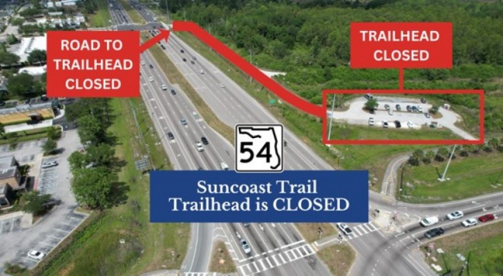 Suncoast Trail Trailhead CLOSED at SR 54